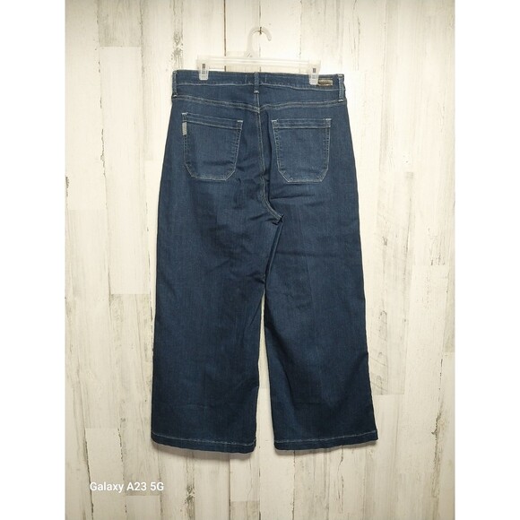 PAIGE Genesee Wide-Leg Crop Jeans Dark Wash Stretch Denim Size 32 - Picture 5 of 7